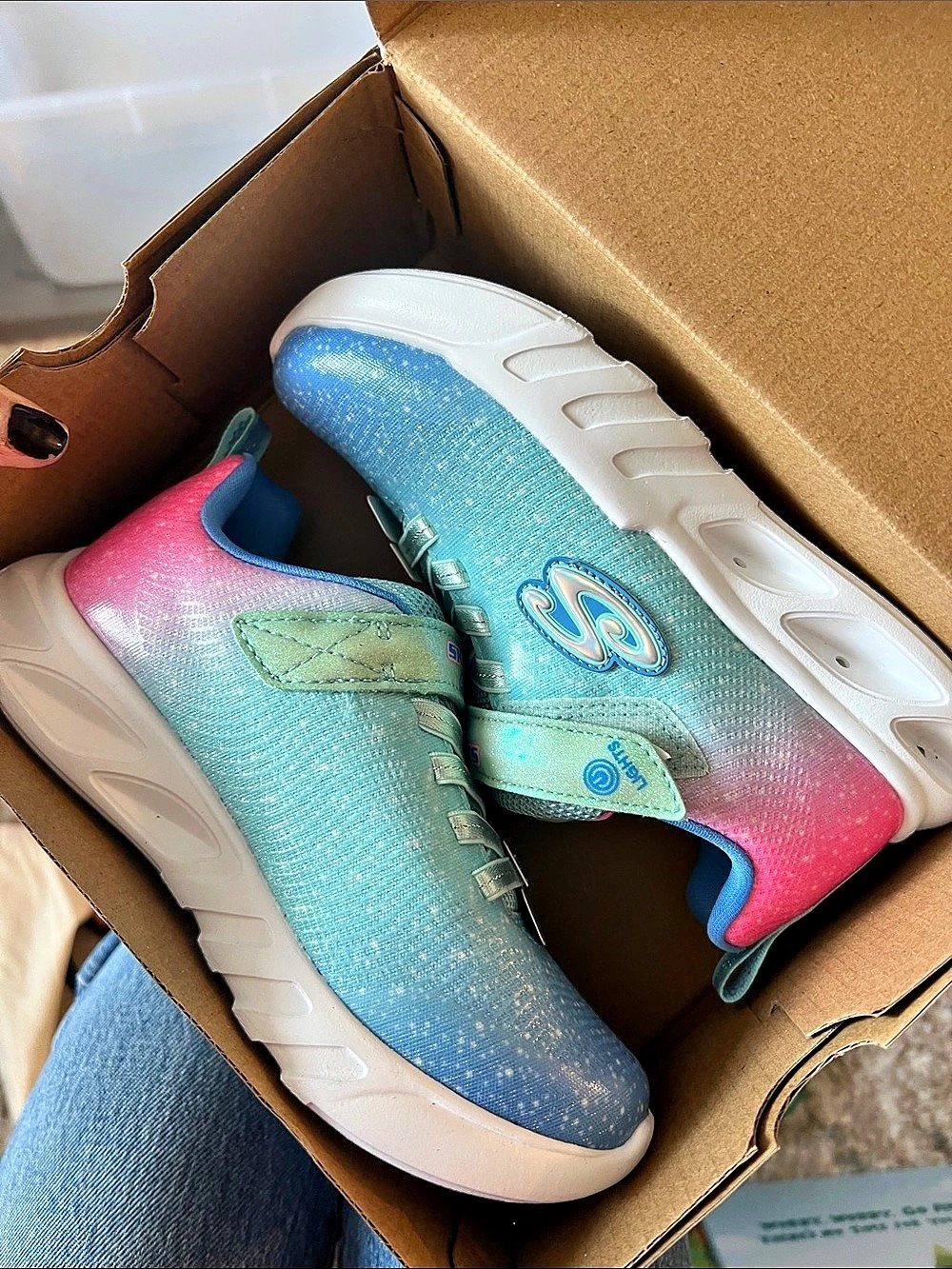 Skechers S-Lights: Flicker Flash - Ombre Dreamer Sneakers Blue & Pink Girls US 1